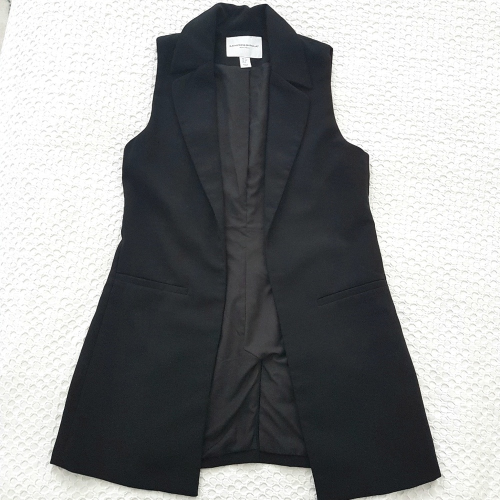 NWOT Katherine Barclay Black Long-line Vest